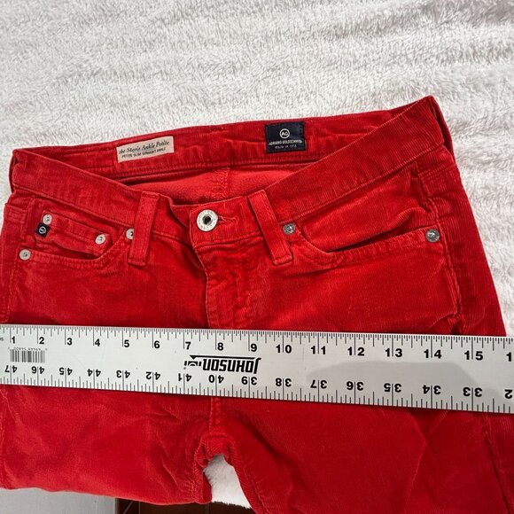 AG Adriano Goldschmied Stevie Ankle Petite Slim Straight Corduroy Pants 25R Red - Picture 7 of 10
